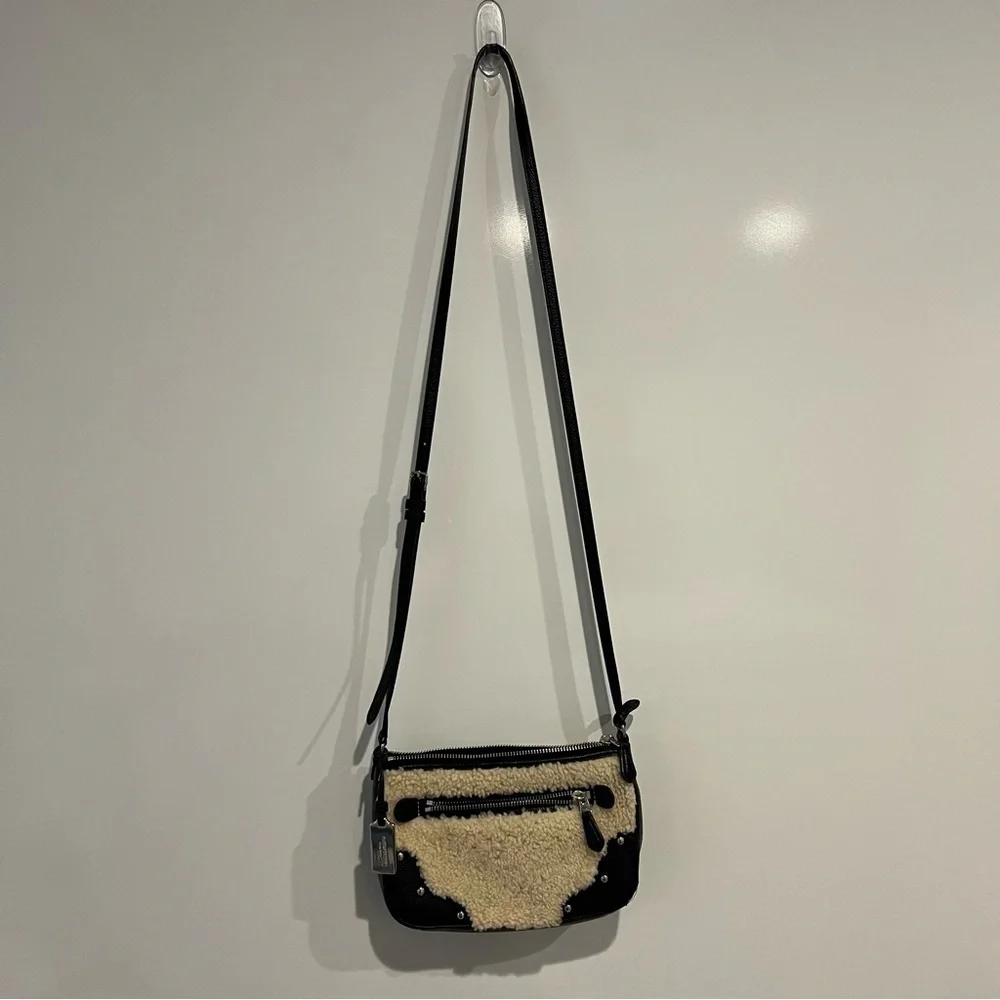 COACH Shearling Leather Rhyder Pochette Crossbody Bag